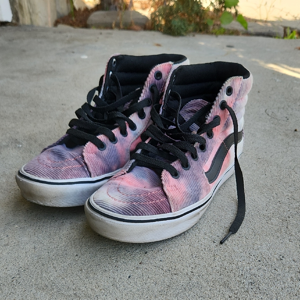 Vans Pink and Black High-Top Sneakers